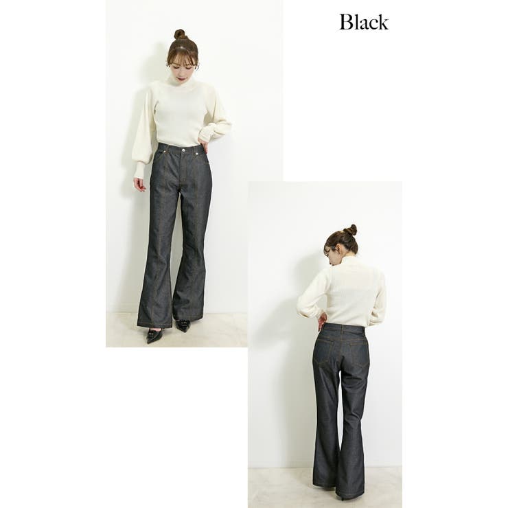 ブラック | デニムパンツ レディース フレア | SJ ONLINE STORE