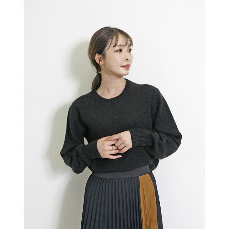 ブラック | キャメル100% ニット クルーネック | SJ ONLINE STORE