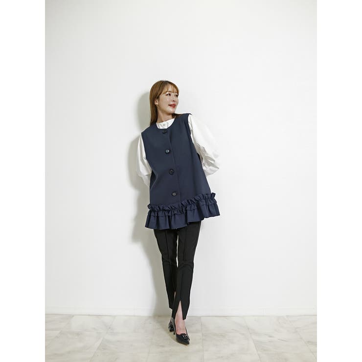 ネイビー | ジレ レディース フリル | SJ ONLINE STORE