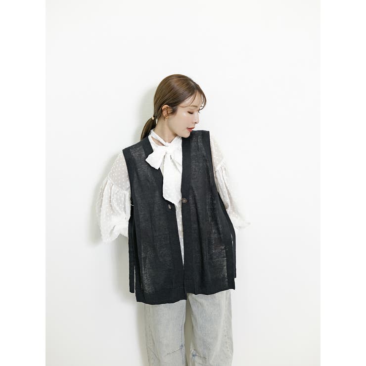 ブラック | 麻100% ジレ レディース | SJ ONLINE STORE