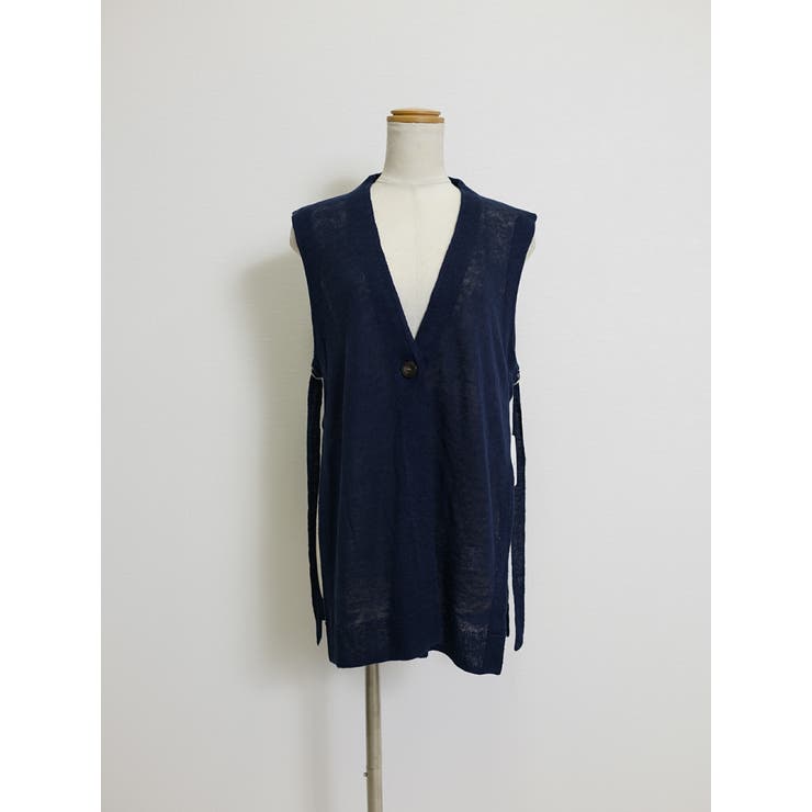 ネイビー | 麻100% ジレ レディース | SJ ONLINE STORE