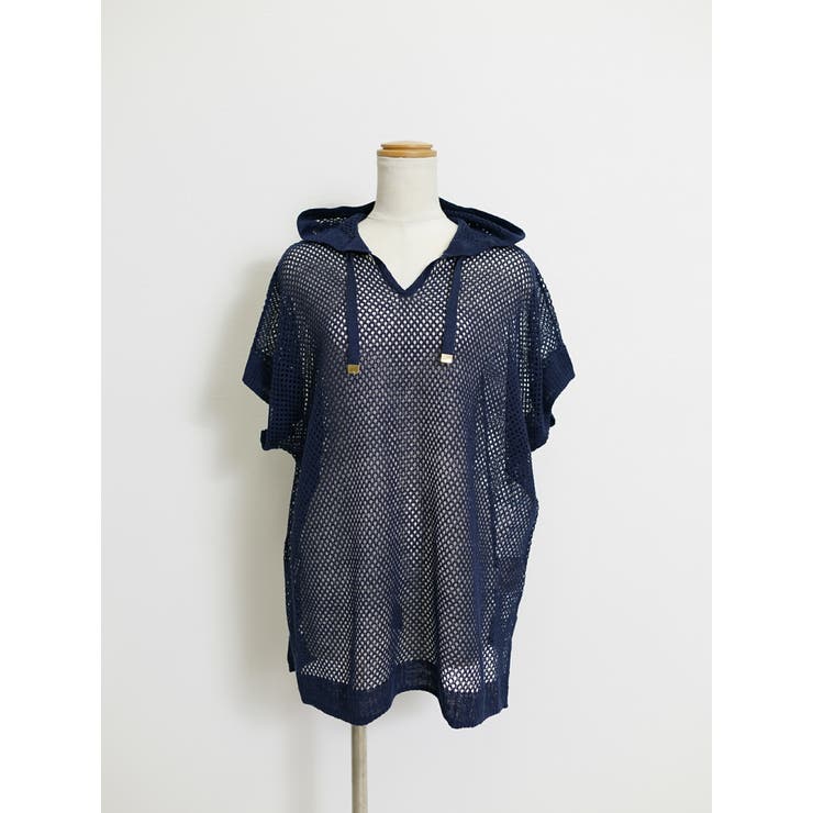 ネイビー | 麻100% 半袖 パーカー | SJ ONLINE STORE