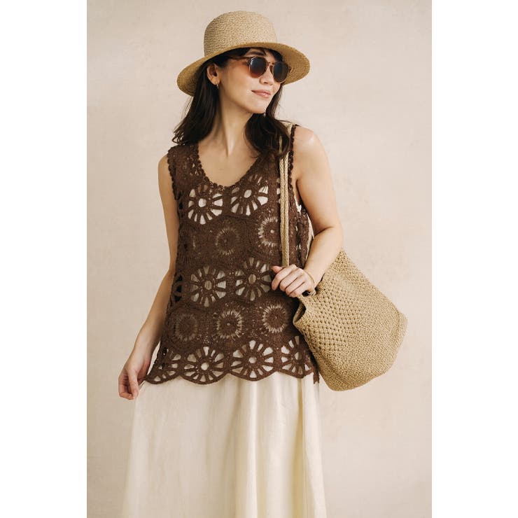 ブラウン | 【26SS】かぎ編み風 クロシェ ニット | SJ ONLINE STORE