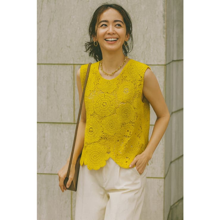 イエロー | 【26SS】かぎ編み ニット ノースリーブ | SJ ONLINE STORE