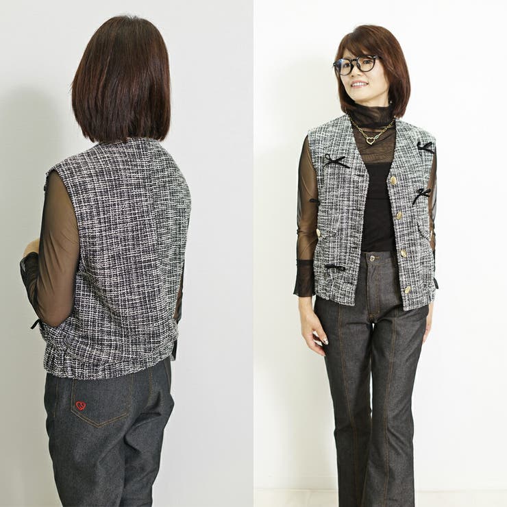 リボン付き ツイード ジレ | SJ ONLINE STORE | 詳細画像7 