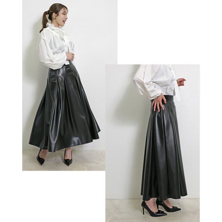 フェイクレザースカート フレア ロング | SJ ONLINE STORE | 詳細画像5 