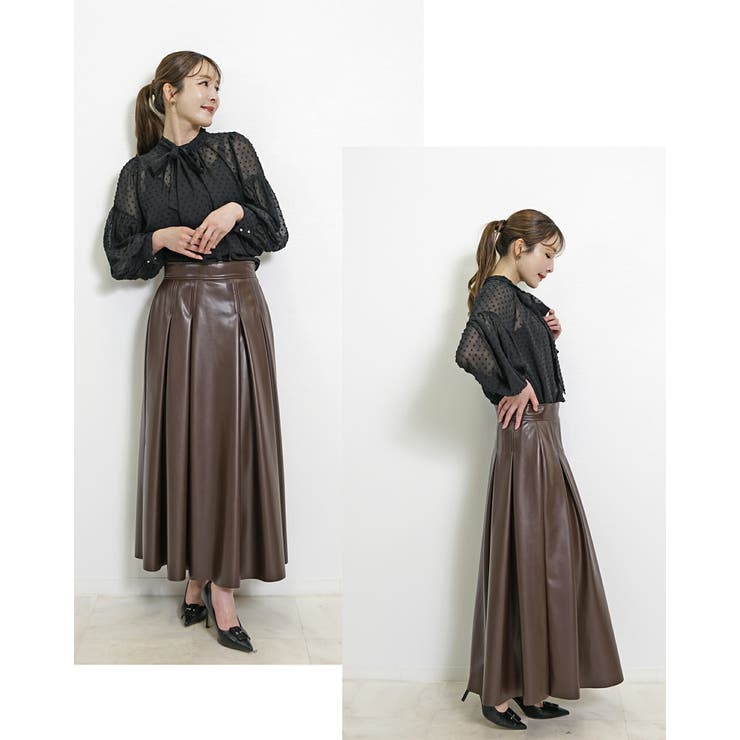 フェイクレザースカート フレア ロング | SJ ONLINE STORE | 詳細画像3 