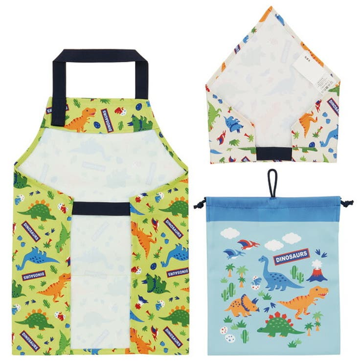 園児用エプロン 三角巾 巾着３点セット ディノサウルス 品番 Sktw Skater Kids スケーター のキッズファッション通販 毎日送料無料 Shoplist ショップリスト