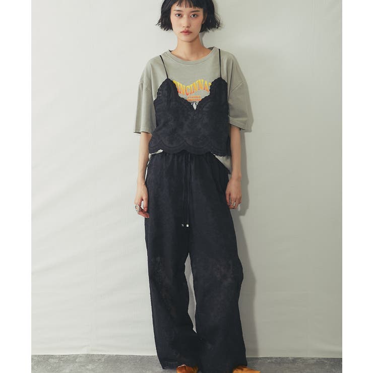 スカラップ 刺繍 レース バックリボン キャミ ビスチェ[品番