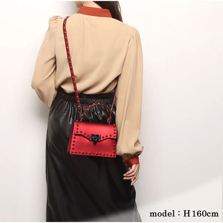 ファッショナブルなワンカラーのスタッズ付きバッグ ショルダーバッグ ハンドバッグ | 腕時計アパレル雑貨小物のＳＰ  | 詳細画像6 