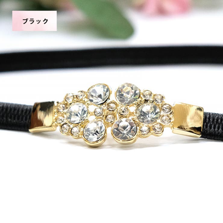 ブラック | 【10015】キラキラビジュー華奢ベルト | SneepDip