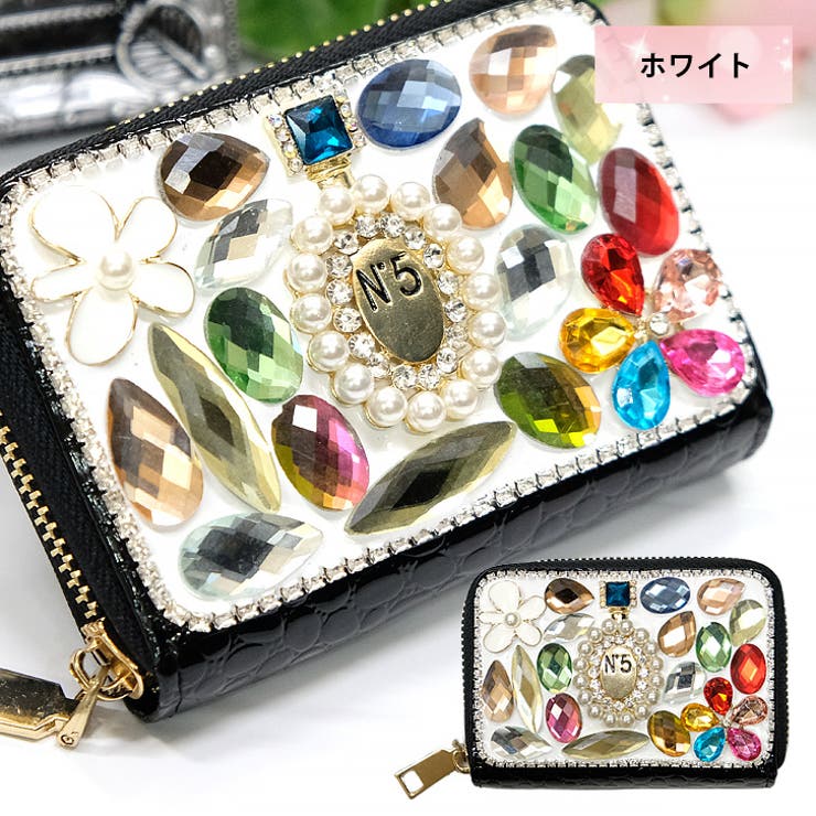 ホワイト | 【10033】ビジューミニウォレット | SneepDip