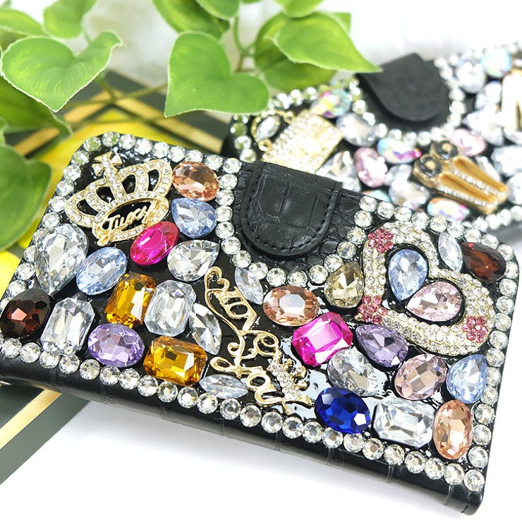 HEART（タグ：CRN） | 【10035】ビジュー付艶スマホケース | SneepDip