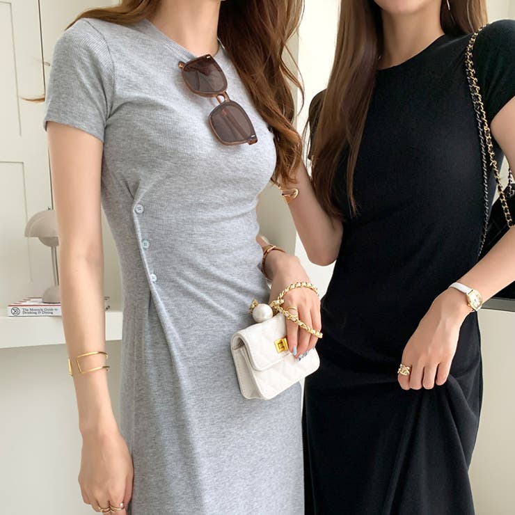 【16962】サイドボタンリブワンピース	 | SneepDip | 詳細画像3 