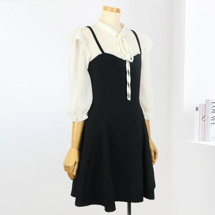 【17107】シフォンコンビワンピース	 | SneepDip | 詳細画像5 