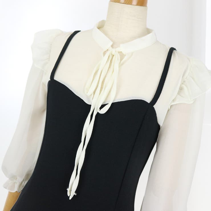 【17107】シフォンコンビワンピース	 | SneepDip | 詳細画像6 