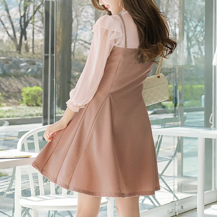 【17107】シフォンコンビワンピース	 | SneepDip | 詳細画像3 