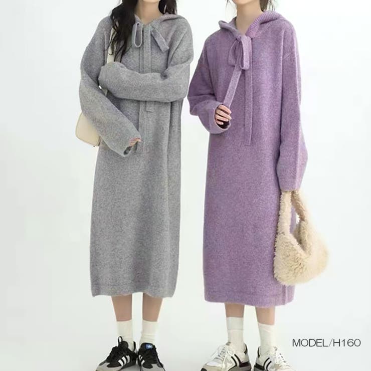 【17221】ロングフーディーニットワンピース	 | SneepDip | 詳細画像2 