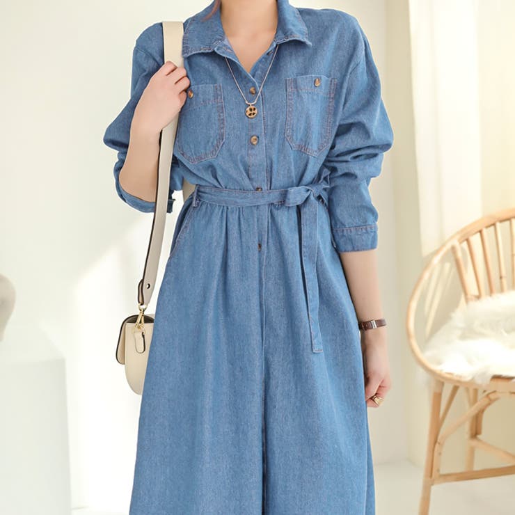 ライトブルー | 【17280】デニムシャツロングワンピース	 | SneepDip