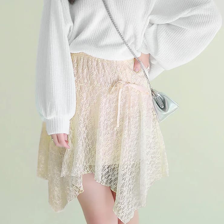 ベージュ | 【17336】レースリボンデザインスカート	 | SneepDip