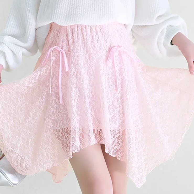 ピンク | 【17336】レースリボンデザインスカート	 | SneepDip