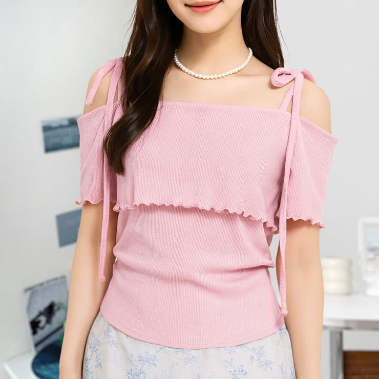 ピンク | 【17339】メロウフリルオフショルトップス	 | SneepDip