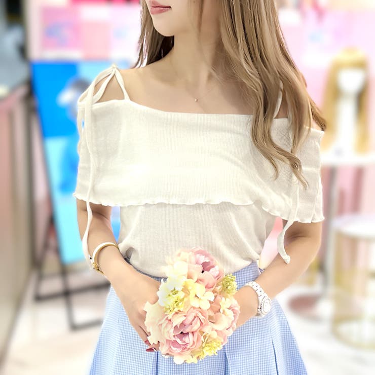 ホワイト | 【17339】メロウフリルオフショルトップス	 | SneepDip