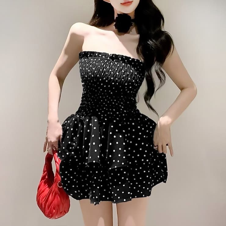 ブラック | 【17344】ドットベアワンピース	 | SneepDip