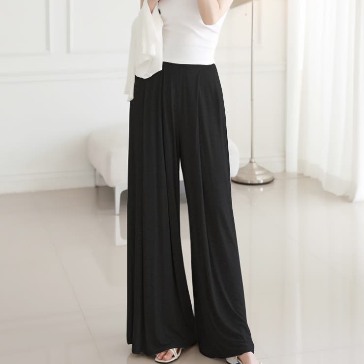 ブラック | 【17355】フレアワイドパンツ	 | SneepDip