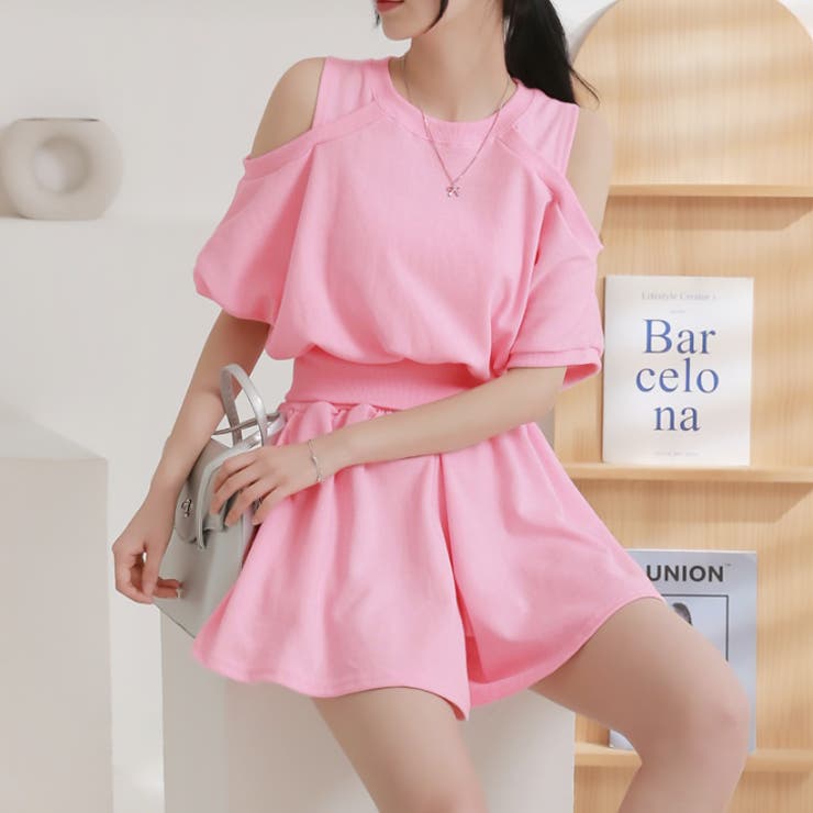 ピンク | 【17356】オープンショルダースウェットセットアップ	 | SneepDip