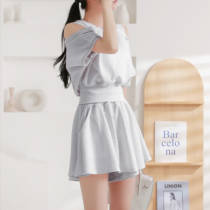 ライトグレー | 【17356】オープンショルダースウェットセットアップ	 | SneepDip