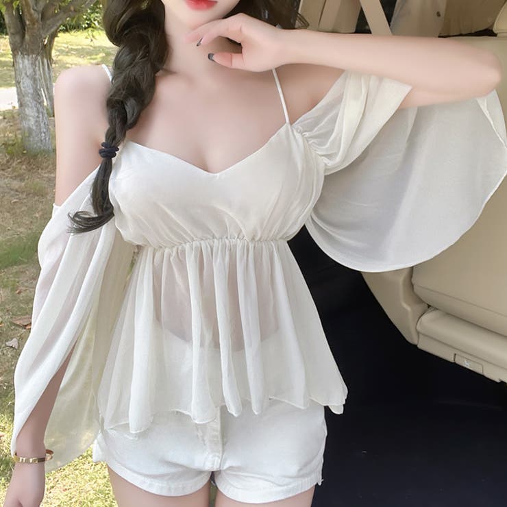 ホワイト | 【17375】ハンギングスリーブキャミ	 | SneepDip