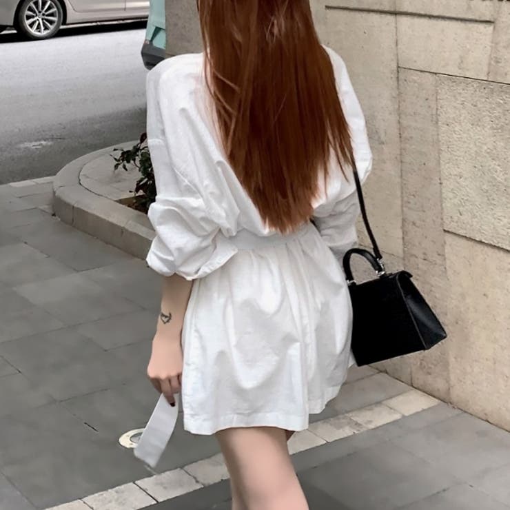 オファー ベルト付きコットンチノshirtdress