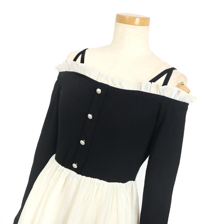 【17412】バイカラーオフショルワンピース	 | SneepDip | 詳細画像5 