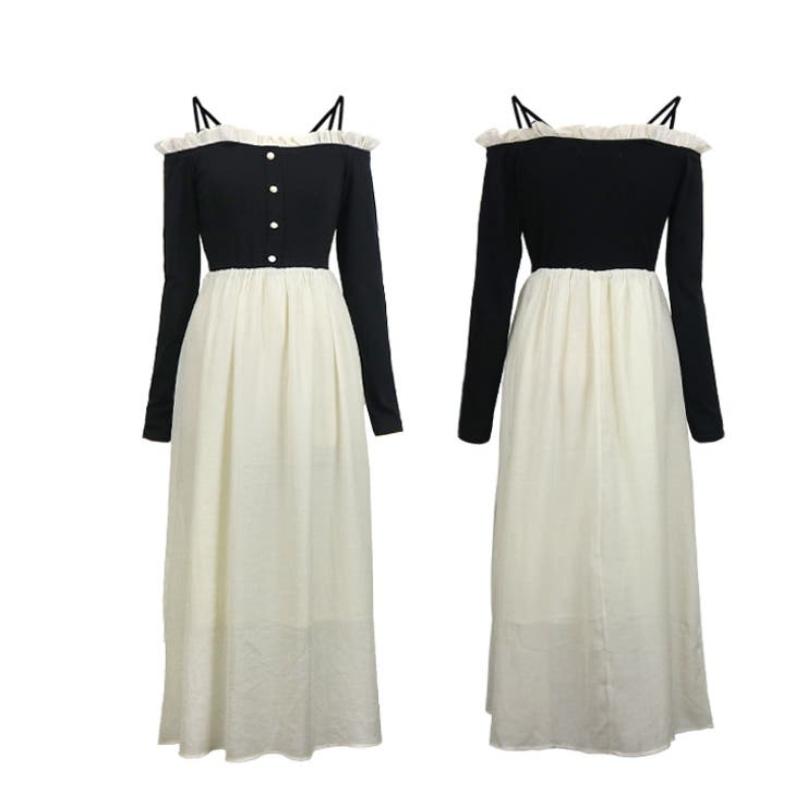 【17412】バイカラーオフショルワンピース	 | SneepDip | 詳細画像9 