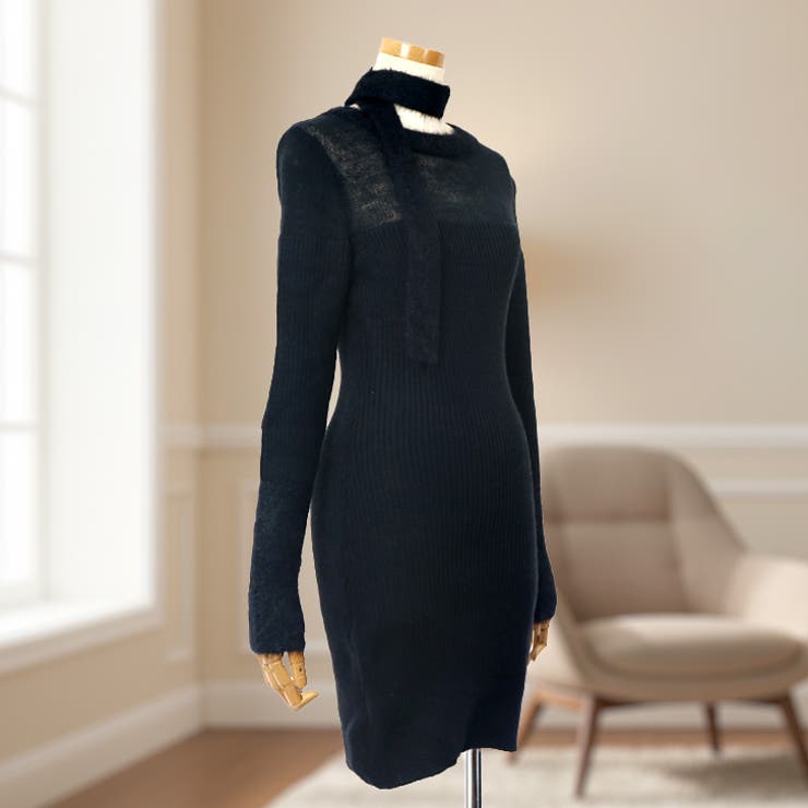 【17457】シアー切り替えニットワンピース	 | SneepDip | 詳細画像3 