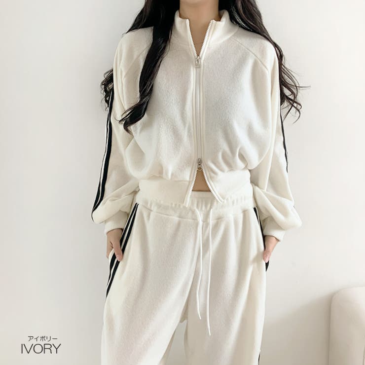 アイボリー | 【17467】フリースサイドラインパンツSET	 | SneepDip