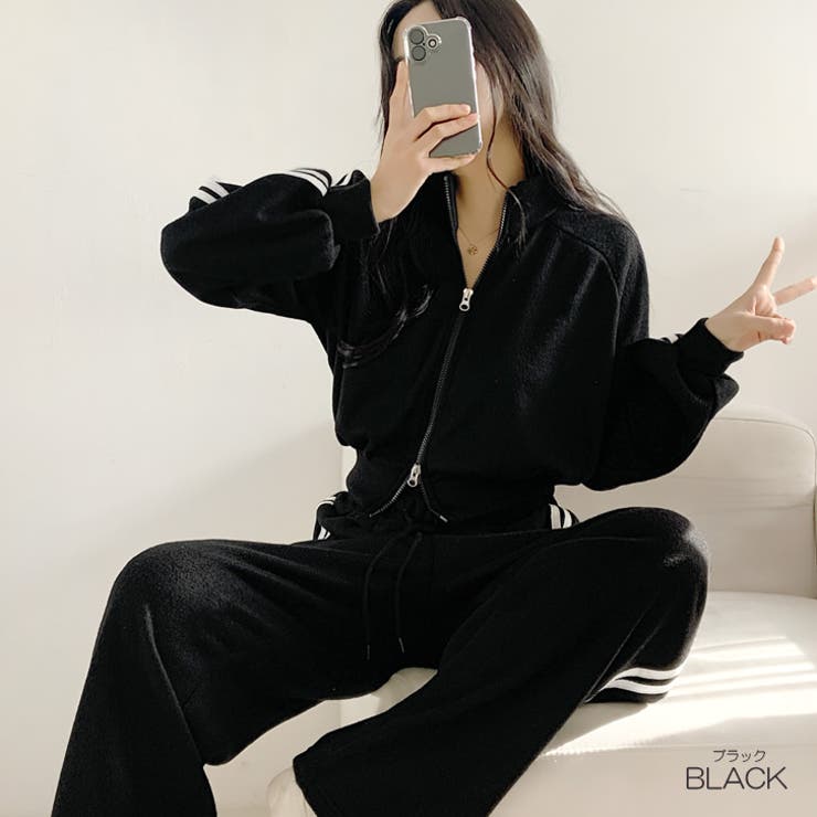 ブラック | 【17467】フリースサイドラインパンツSET	 | SneepDip