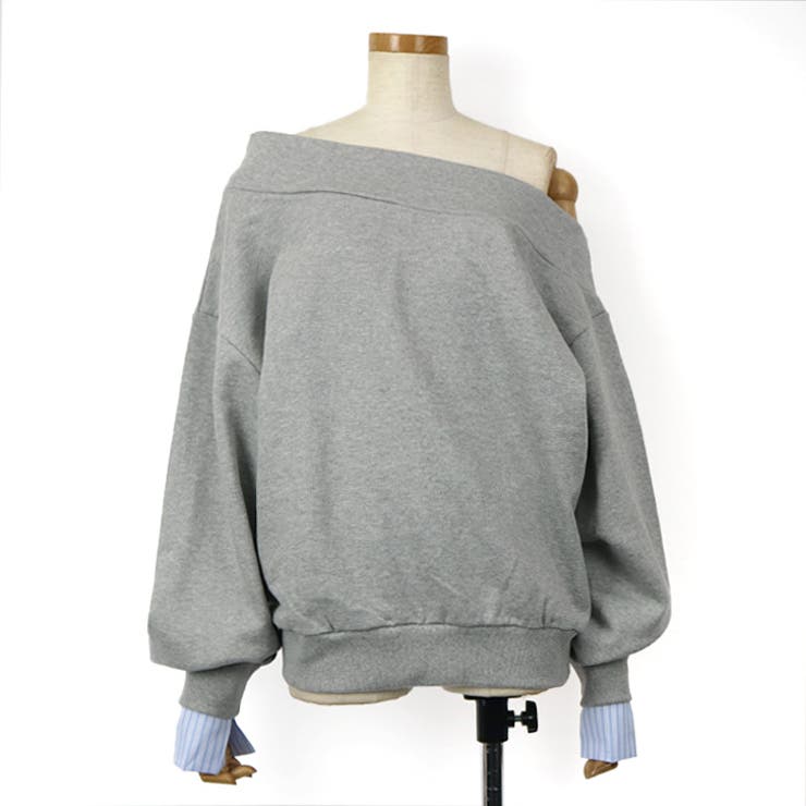 【17474】ストライプカフオフショルスウェット	 | SneepDip | 詳細画像5 