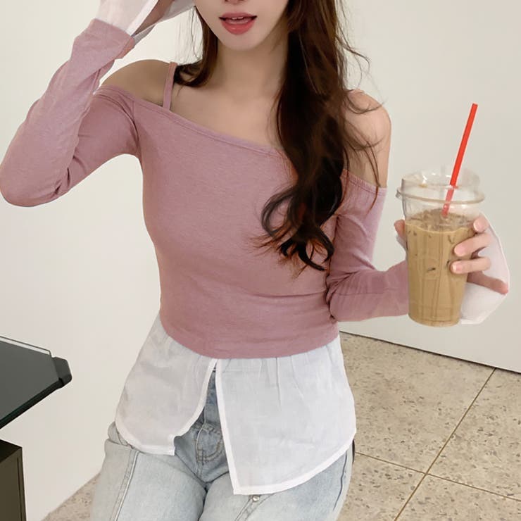 ピンク | 【17491】ドッキングシャツデザイントップス	 | SneepDip