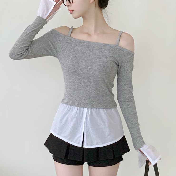 グレー | 【17491】ドッキングシャツデザイントップス	 | SneepDip