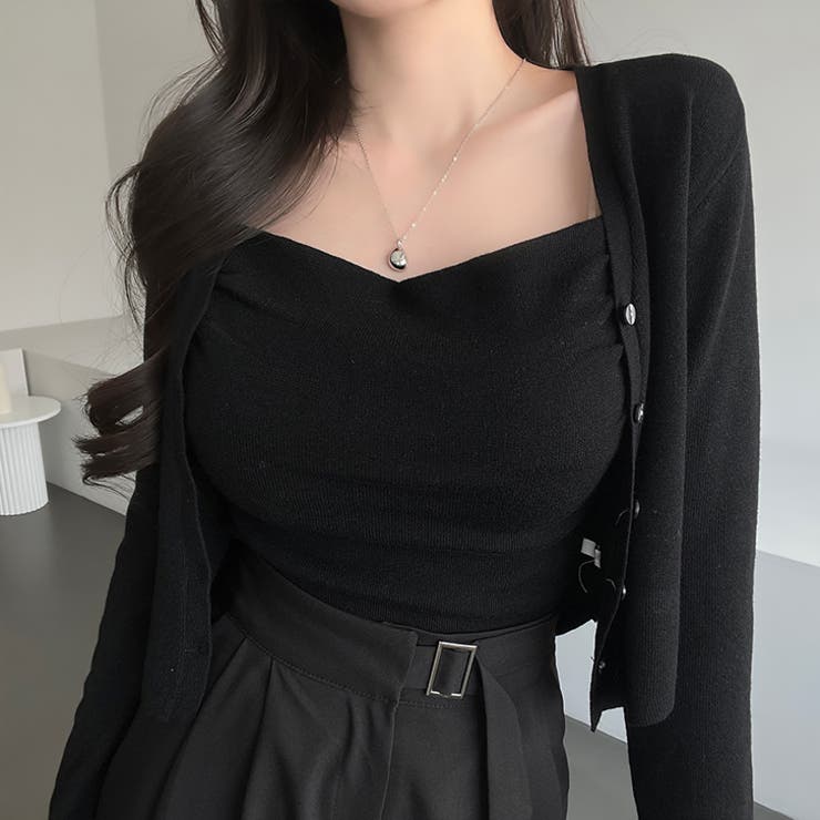 ブラック | 【17497】ニットキャミ＆カーディガン	 | SneepDip