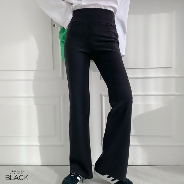 ブラック | 【17499】ストレッチフレアロングパンツ | SneepDip