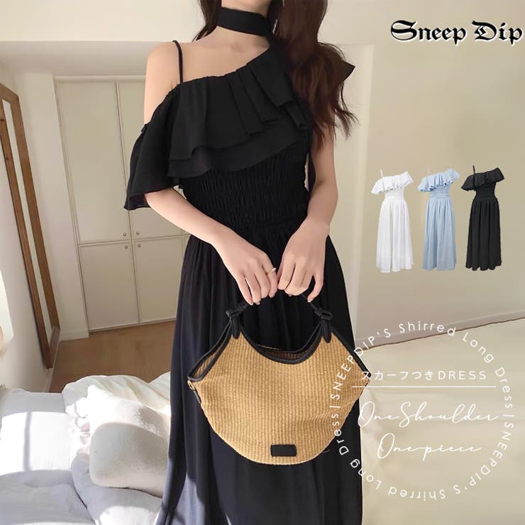 【17500】 シャーリングワンショルロングワンピース	 | SneepDip | 詳細画像1 