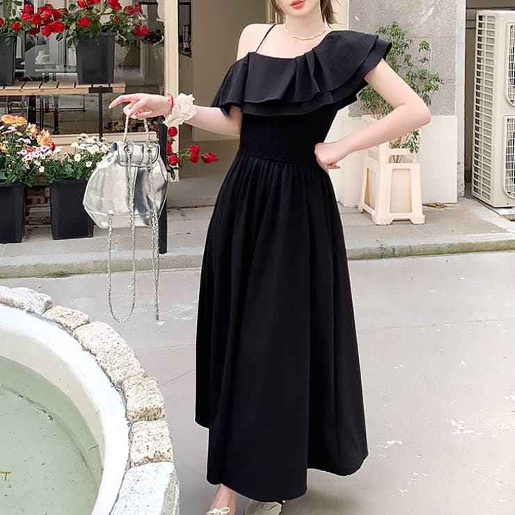 【17500】 シャーリングワンショルロングワンピース	 | SneepDip | 詳細画像15 