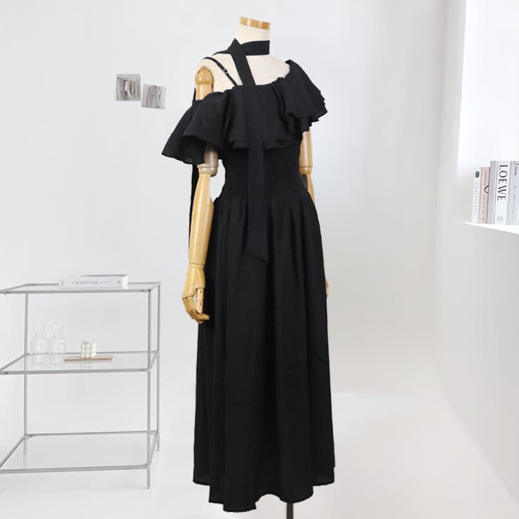 【17500】 シャーリングワンショルロングワンピース	 | SneepDip | 詳細画像5 