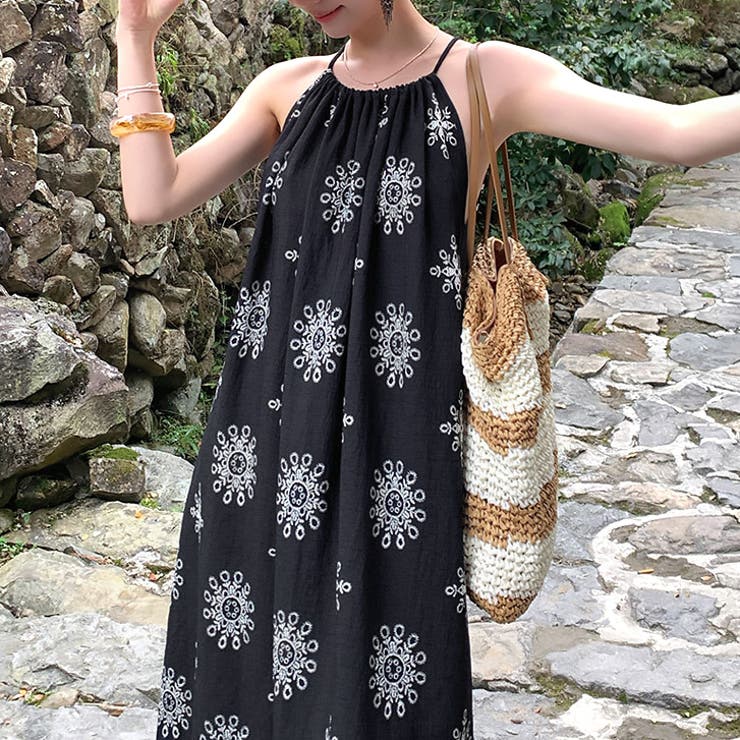 ブラック | 【17503】エスニックロングワンピース | SneepDip