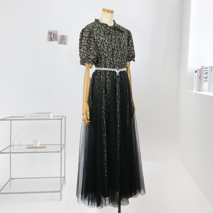 【17511】ふんわりチュールフラワーワンピース	 | SneepDip | 詳細画像2 