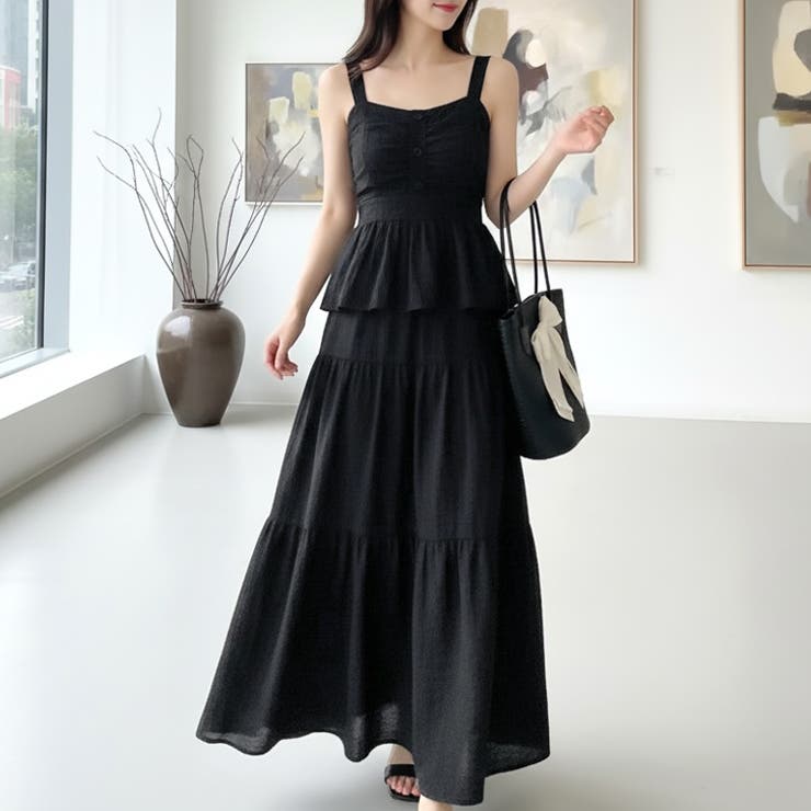 ブラック | 【17512】キャミ＆ロングスカートSET	 | SneepDip