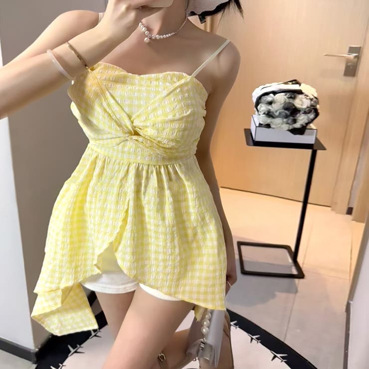 【17520】アンバランスチェックキャミソール	 | SneepDip | 詳細画像2 